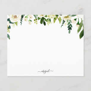 Papper elegant för anpassad namnmall för vit Blomm