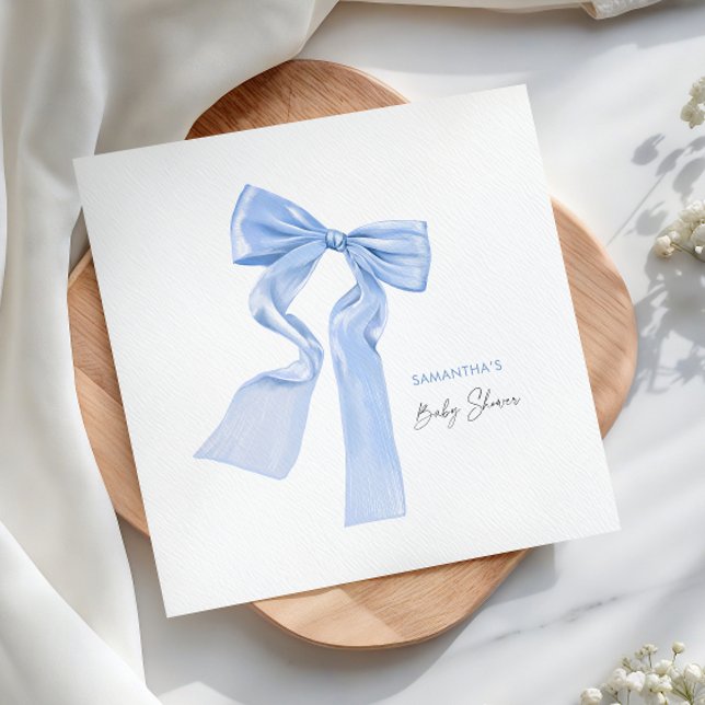 Papper Elegant för Blue Bow Baby Shower Pappersservett (Skapare uppladdad)