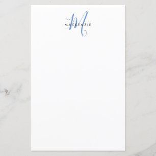 Papper elegant Modern White Blue Script Monogram