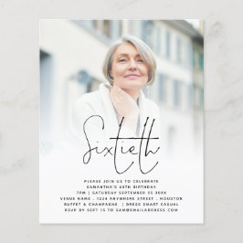 PAPPER | Elegant Script Photo 60 Birthday Inbjudan Flygblad