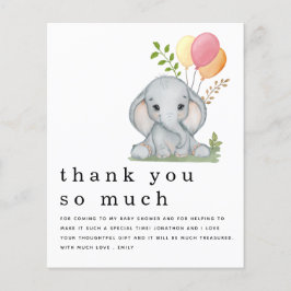 PAPPER Elephant Girl Baby Shower Rosa Tack Flygblad