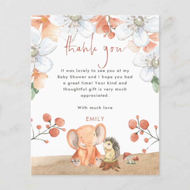 PAPPER | Elephant Hedgehog Tack Baby Shower Flygblad (Framsidan)