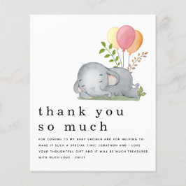PAPPER Elephant Rosa Girl Baby Shower Tack Flygblad