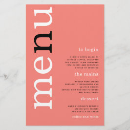 PAPPER enkel koral-Ro-typografi Bröllop-meny Flygblad