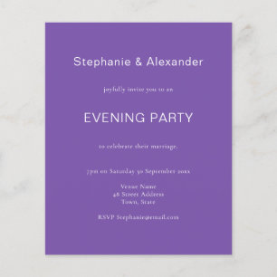 PAPPER enkel Lila Evening Party Inbjudan Flygblad