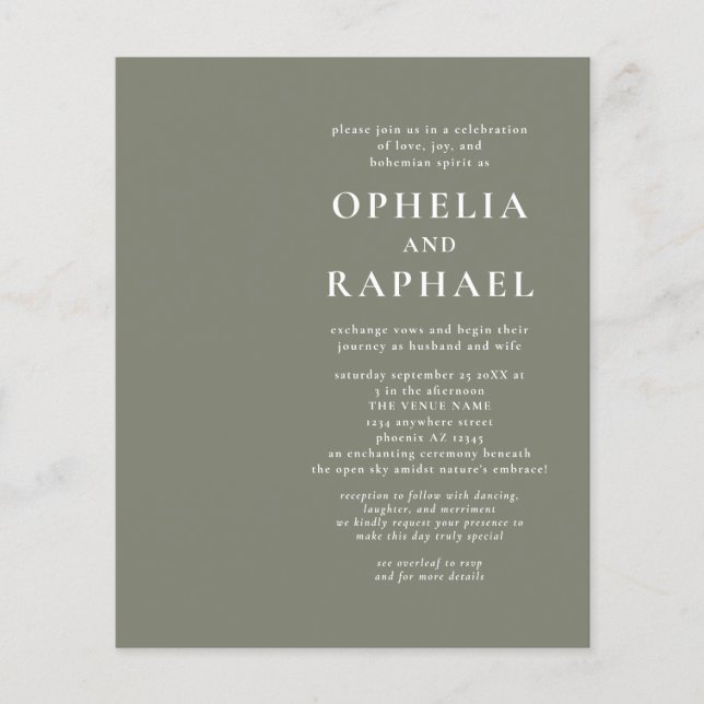 PAPPER enkel QR-kodinbjudan för bohemiskt bröllop Flygblad (Framsidan)