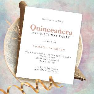 PAPPER enkel Quinceañera Birthday Inbjudan Flygblad