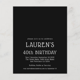 PAPPER enkel text vit svart 40:e födelsedag Party Flygblad