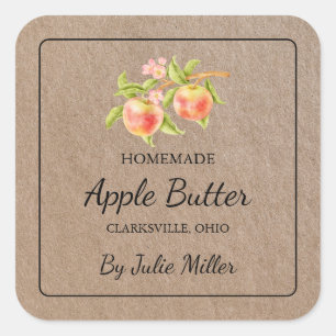 Papper etikett för Homemade Apple Butter Square Kr