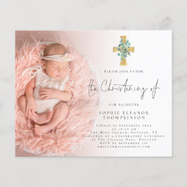 PAPPER | Eucalyptus Kor Photo Christening Inbjudan Flygblad