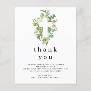 PAPPER Eucalyptus Löv Kor Baptism Tack Flygblad