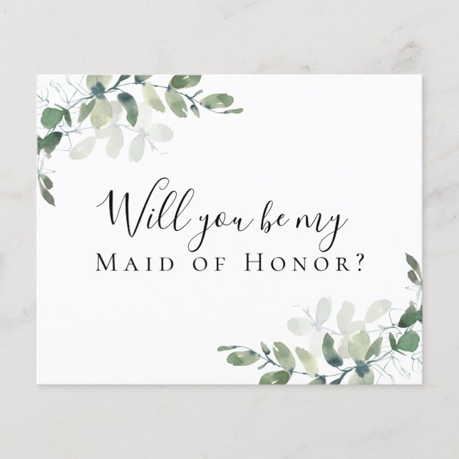 PAPPER Eukalyptus Vill du vara min brudtjänsteflic Flygblad (Framsidan)