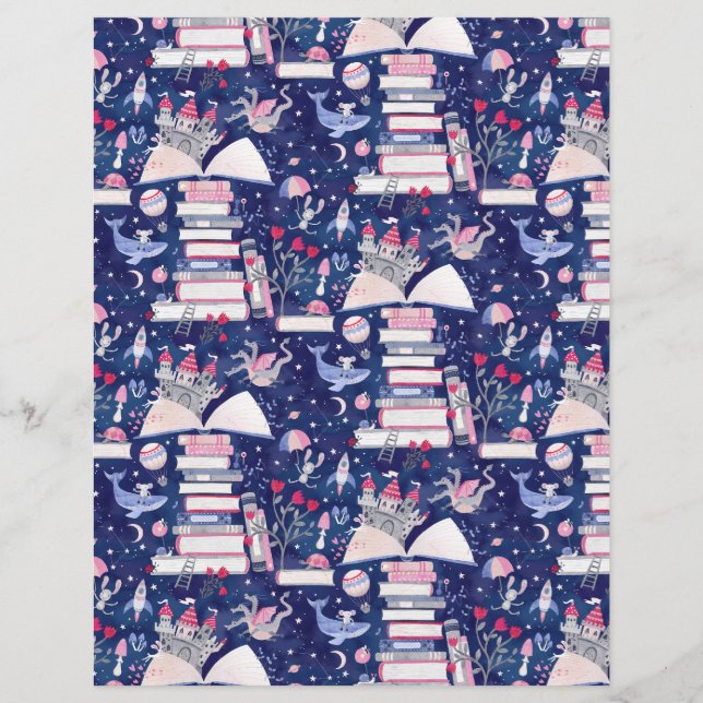 Papper Fairytale Bok Castle Blue Scrapbook (Framsida)