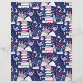 Papper Fairytale Bok Castle Blue Scrapbook