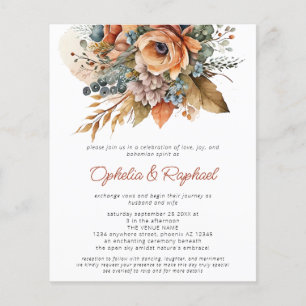 PAPPER Fall Blommigts Terracotta Boho Bröllop Flygblad