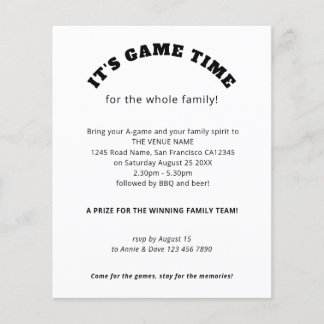 PAPPER Family Games Day Slogan Black White Flygblad