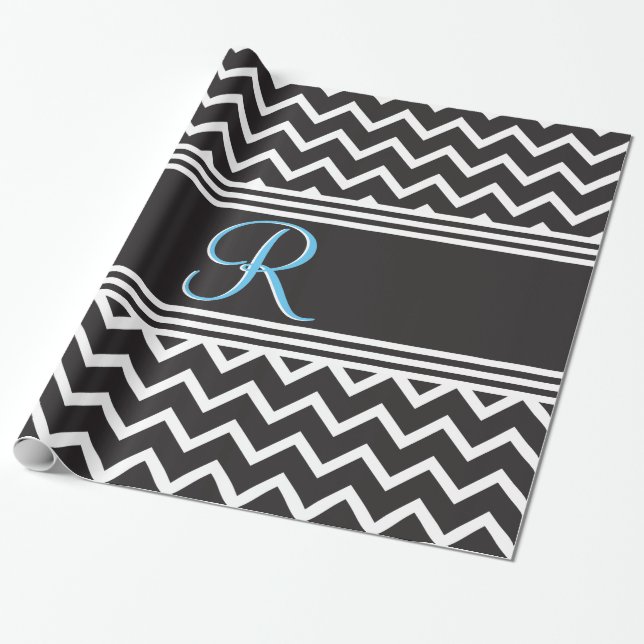 Papper fantastisk Svartvit Zigzag Wrapping Presentpapper (Utrullad)