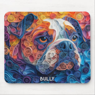 Papper färglös bulldog Quilling Porträtt Musmatta