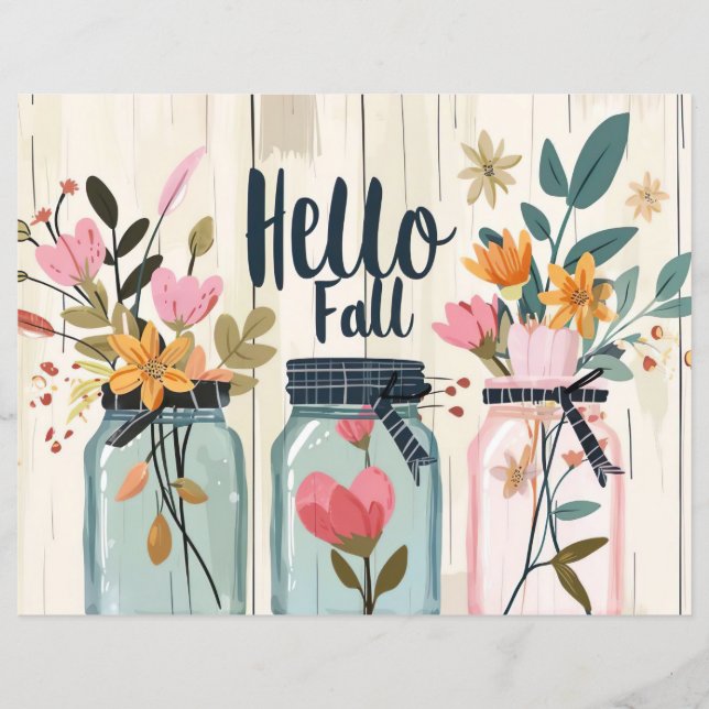 papper färglös fallblomma mönster (Framsida)