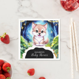 Papper färglös Varg Babydusch för skog Pappersservett