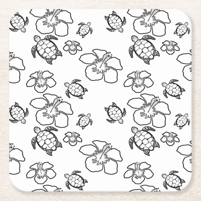 Papper färgning av hawaiian Mönster Vuxen Underläg Underlägg Papper Kvadrat (Framsidan)