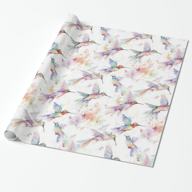 Papper färgstark hummingbird Wrapping Presentpapper (Utrullad)
