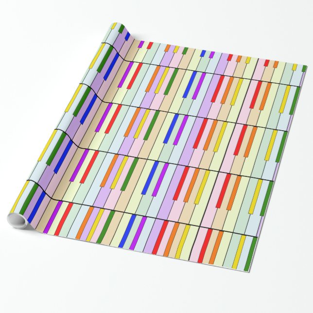 Papper färgstark pianoomslagning presentpapper (Utrullad)