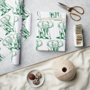 Papper figursättning för grönt av elefant Illustra Presentpapper