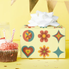 Papper figursättning för Groovy Geometric Blommigt Presentpapper