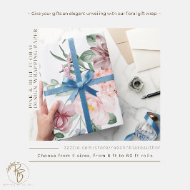 Papper figursättning för rosa och blå Blommigt Presentpapper