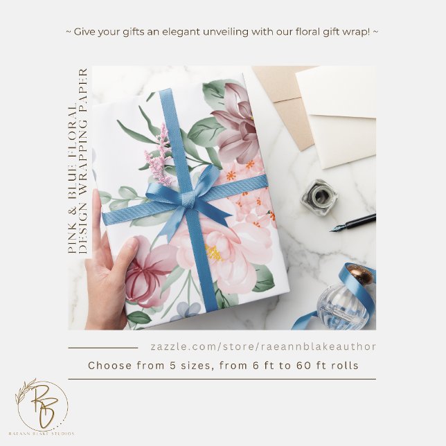 Papper figursättning för rosa och blå Blommigt Presentpapper (Skapare uppladdad)