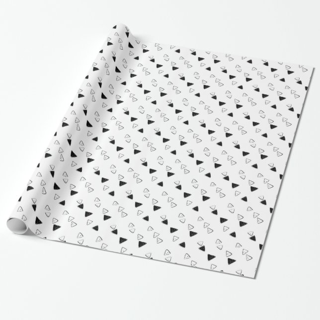 Papper figursättning för svart och vit triangel presentpapper (Utrullad)