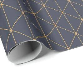Papper figursättning - Geometric Guld och Blue Mön Presentpapper
