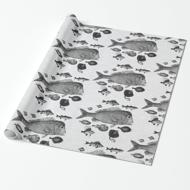 Papper fiskuppblåsning Mönster Presentpapper (Utrullad)