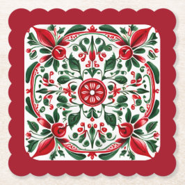 Papper folkart röd och grönt underlägg