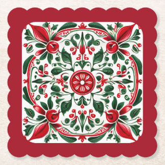 Papper folkart röd och grönt underlägg