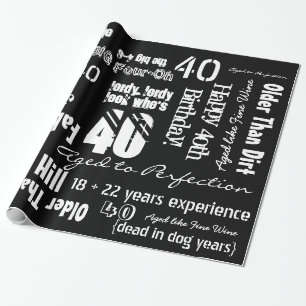 Papper för 40th födelsedag för roliga meningar presentpapper