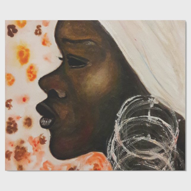 Papper för afrikansk skönhets Söt Woman Wrapping Presentpapper (Platt)