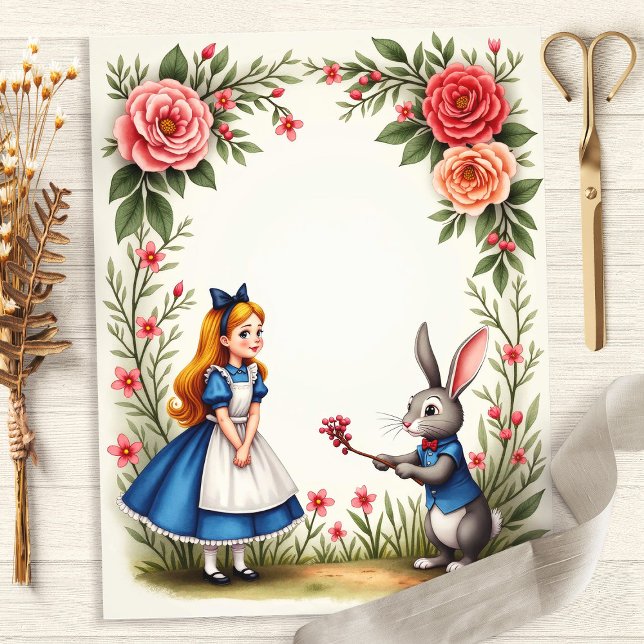 Papper för Alice och kanin-Blommigt (Skapare uppladdad)