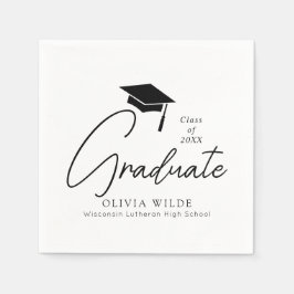 Papper för Anpassade-skript Svartvitt Studenten Pappersservett