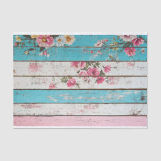 Papper för Aqua Rosa Flower Wood Plank Decoupage 