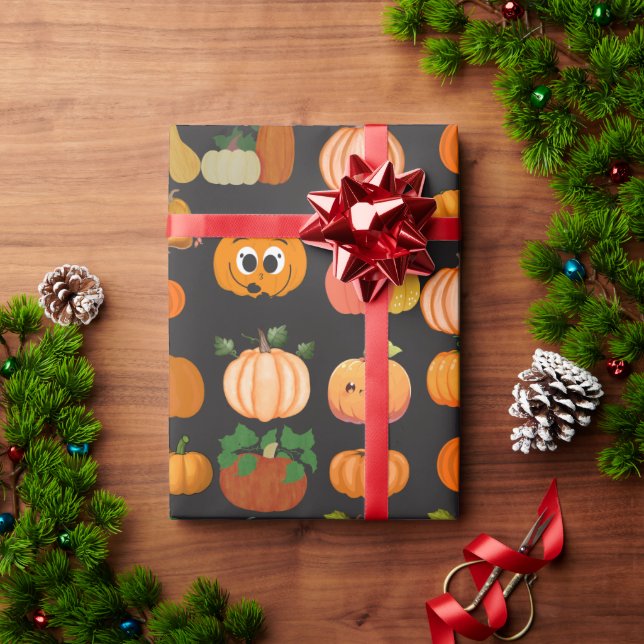 Papper för att pumpkin Mönster Wrapping ska funger Presentpapper (Julgåva)