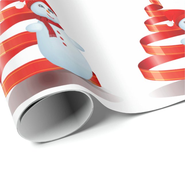 Papper  för att stänga jultomten i Snögubbe Presentpapper (Rullad Hörn)