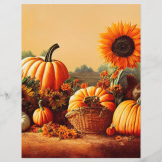 Papper för Autumn Pumpkin Sunblommor Scrapbook