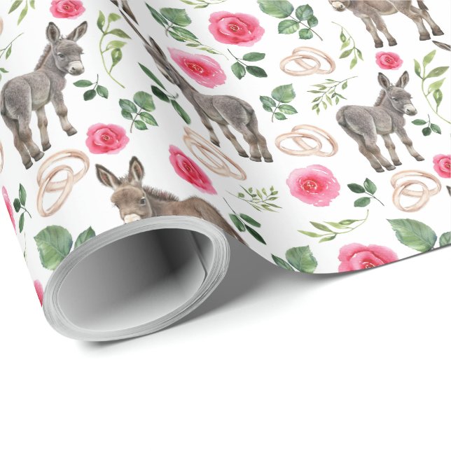 Papper för avvänjning av kalkoner och Rosa ros Brö Presentpapper (Rullad Hörn)