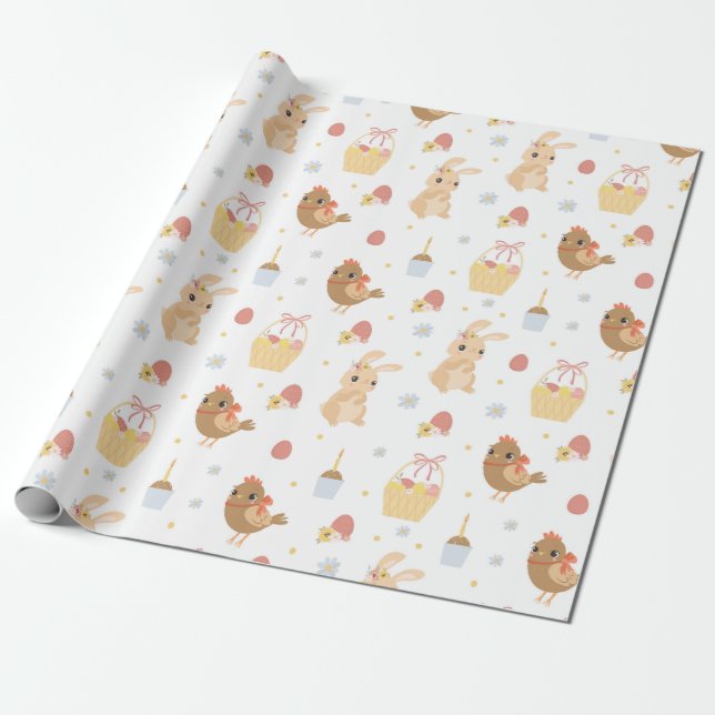 Papper för avverkning av Cute Påsk Mönster Presentpapper (Utrullad)