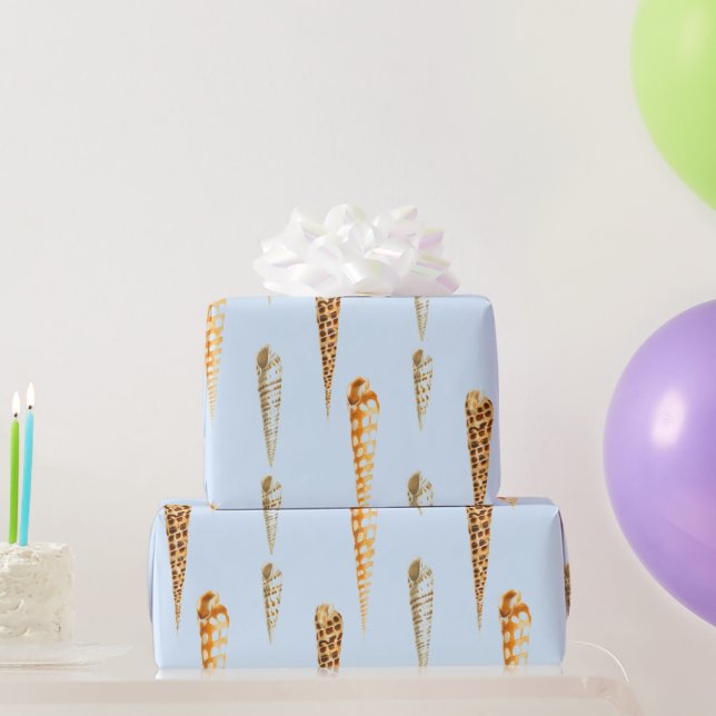 Papper för avverkning av Cute Seashell Nautical Wr Presentpapper (Festgåvor)