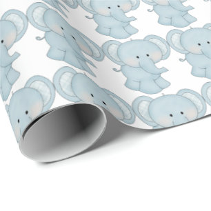 Papper för baby blue elefanter presentpapper