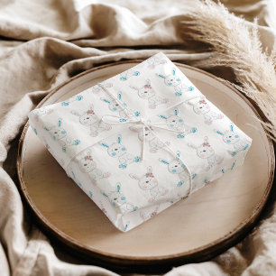 Papper för babyfirande med flicka och pojke kanin presentpapper