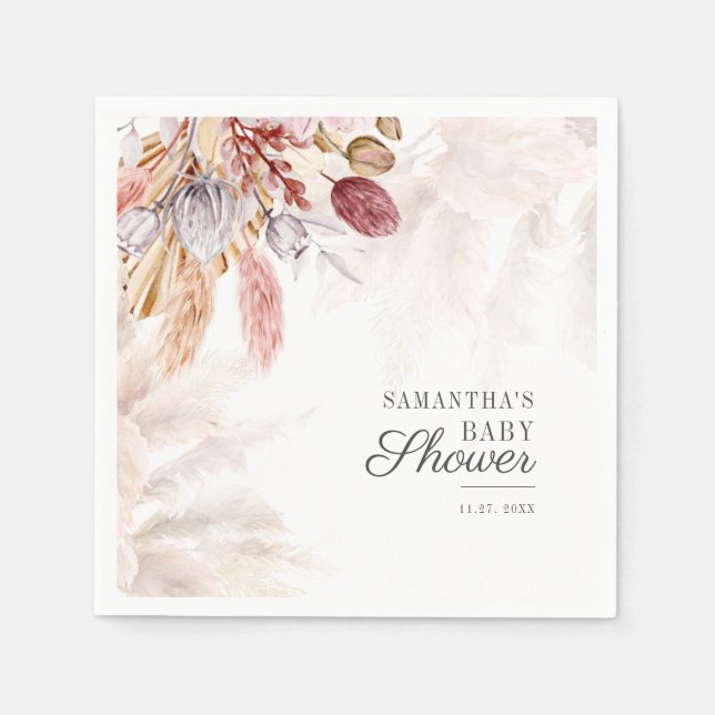 Papper för babyskor Pampas Grass Tan Terracotta Pappersservett (Framsidan)